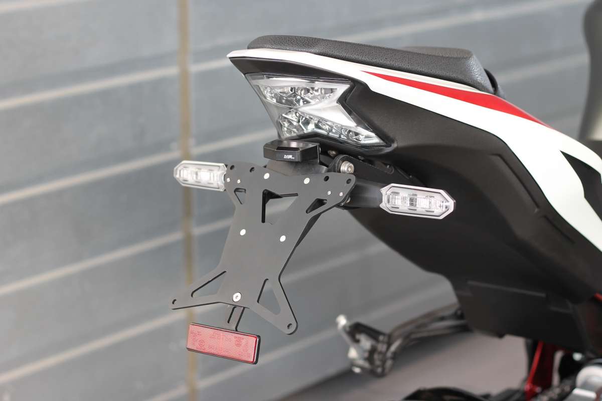 Support Plaque Immatriculation Moto Avec LED - Aluminium Réglable + Clignotants